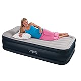 Intex 12-67732 Luftbett Deluxe Pillow grey-blue 'Twin', inklusive eingebauter Luftpumpe, 102 x 203 x 48 cm (L x B x H),...
